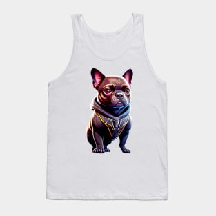 Frenchie in Sleek Feline Attire Version 3 Tank Top